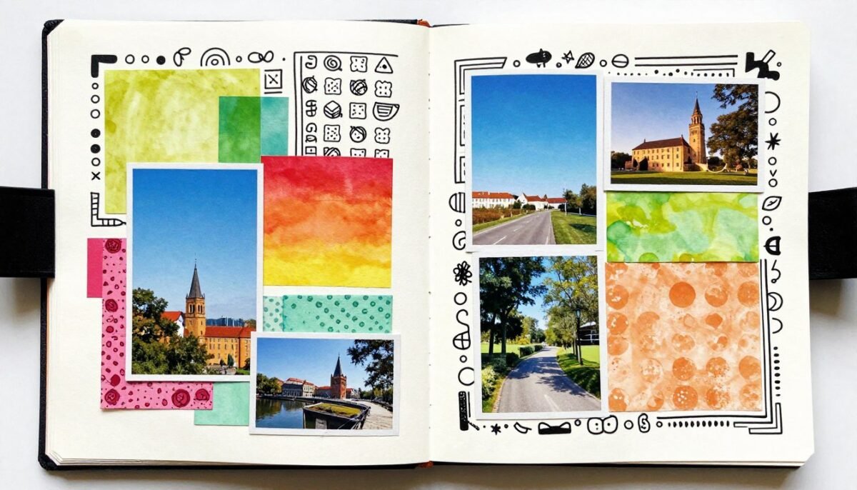 art journal scrapbook page with mixed media and painting art journal scrapbook page with mixed media and painting