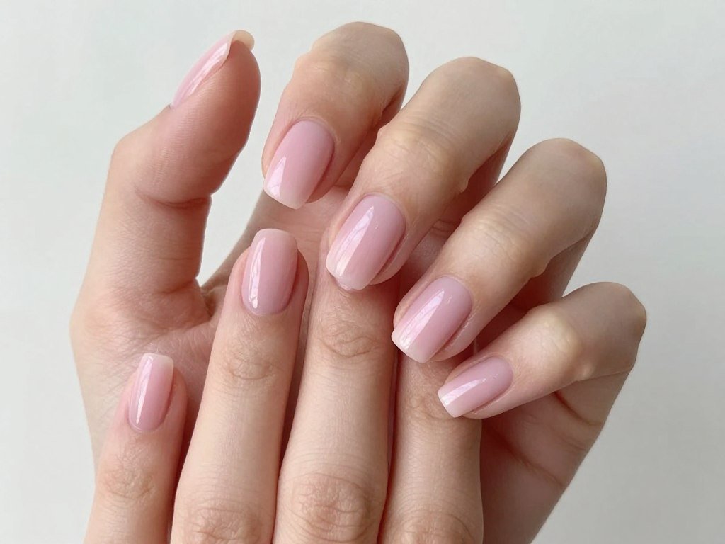 barely there pink summer nails with natural sheer finish