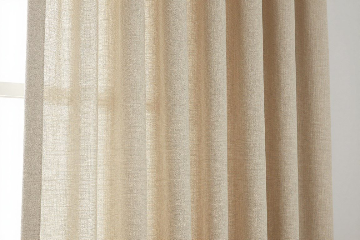 beige linen blend curtain panels product image showing warm neutral color