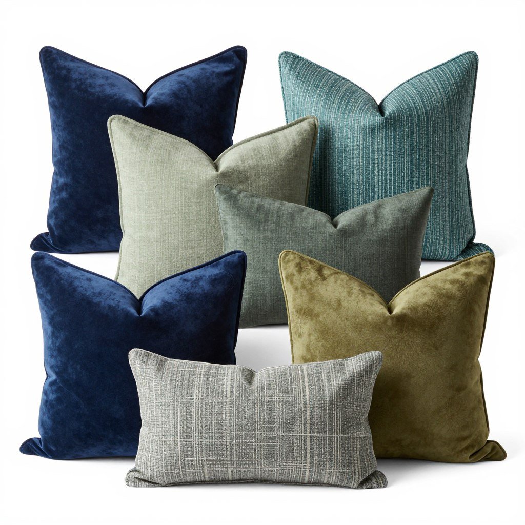 blue and green throw pillow set