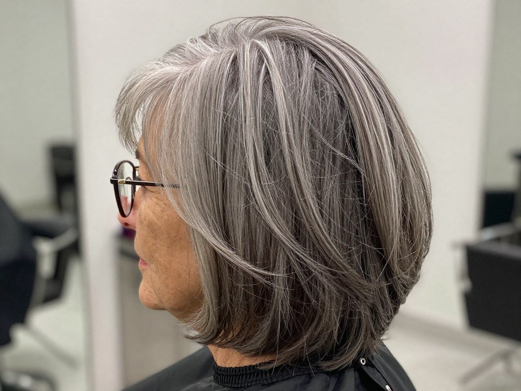 chin-length layered bob with side-swept bangs