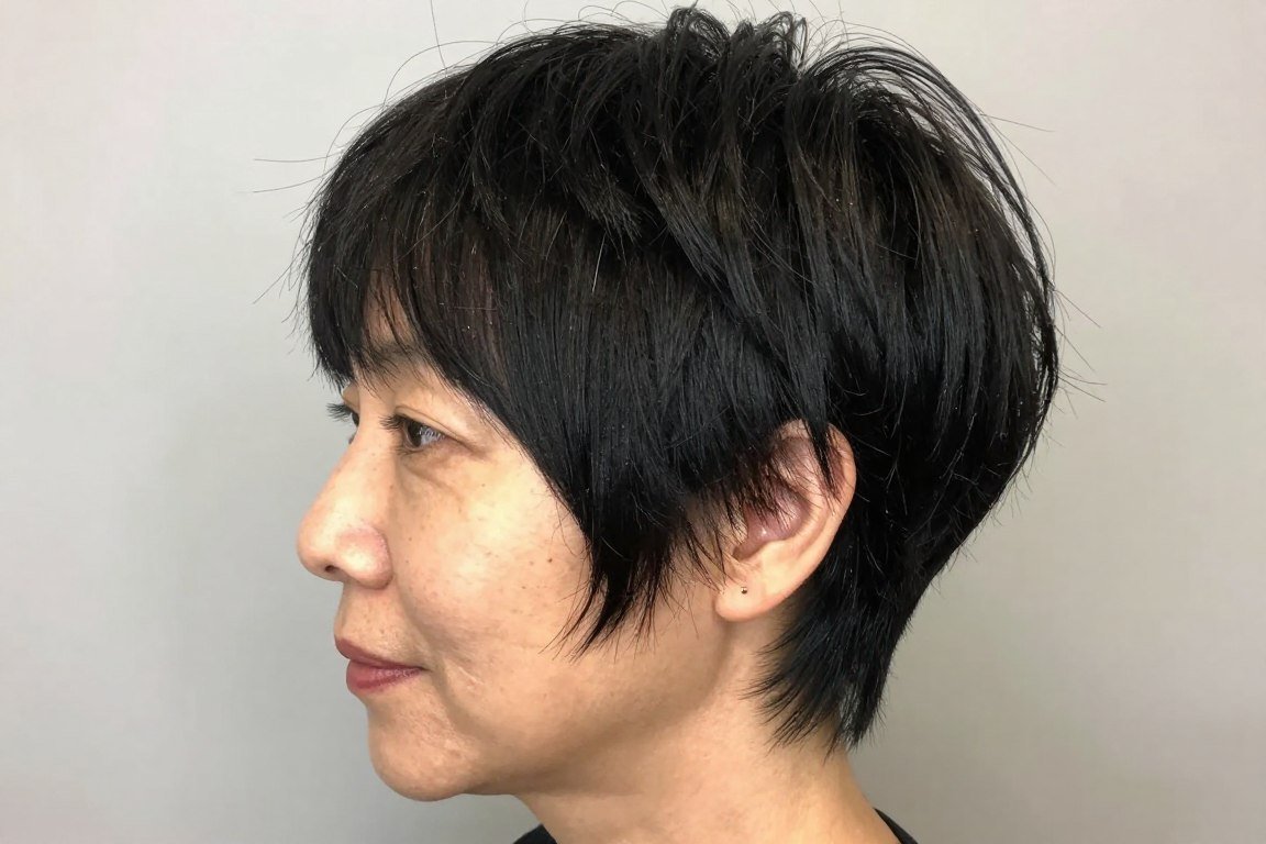 choppy pixie with textured bangs