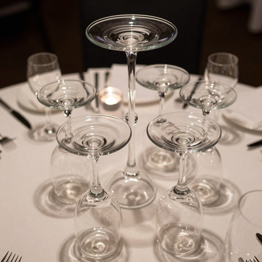 clever DIY cupcake stand made from inverted wine glasses as pedestals
