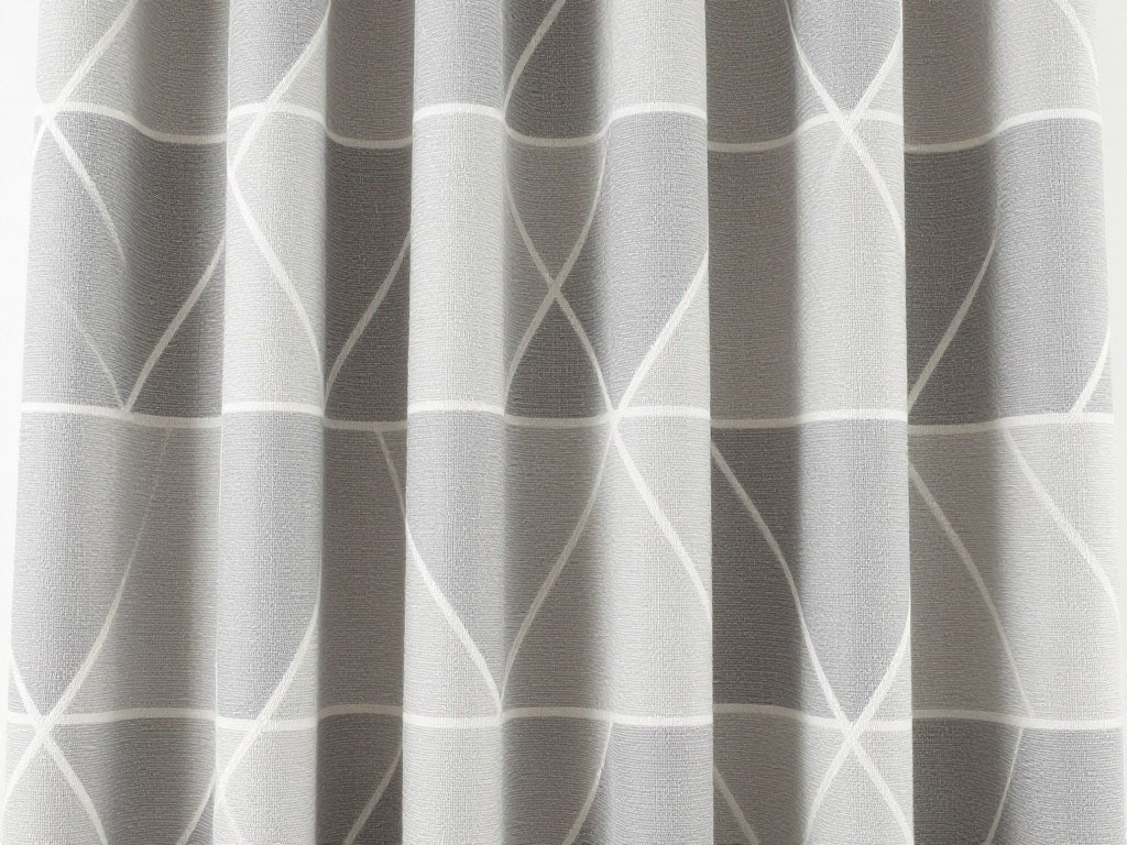 close-up of modern geometric pattern curtain fabric showing contemporary design