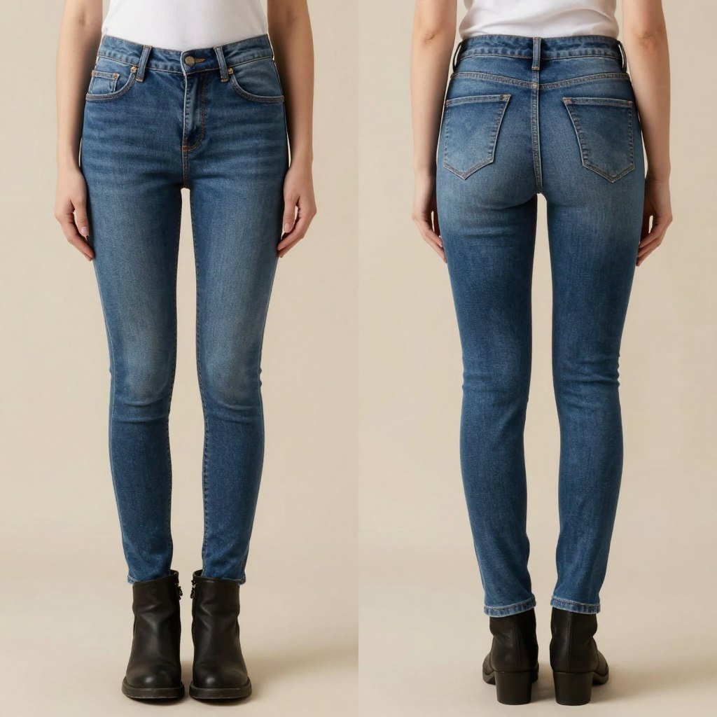 comparison of skinny jeans versus bootcut jeans on same body type