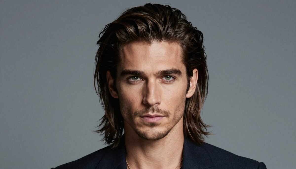 confident man with styled long hair