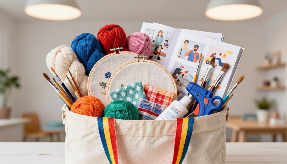 craft themed gift basket with art supplies