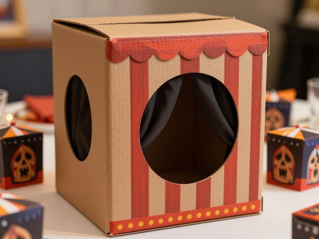 decorated mystery box carnival game with hand hole