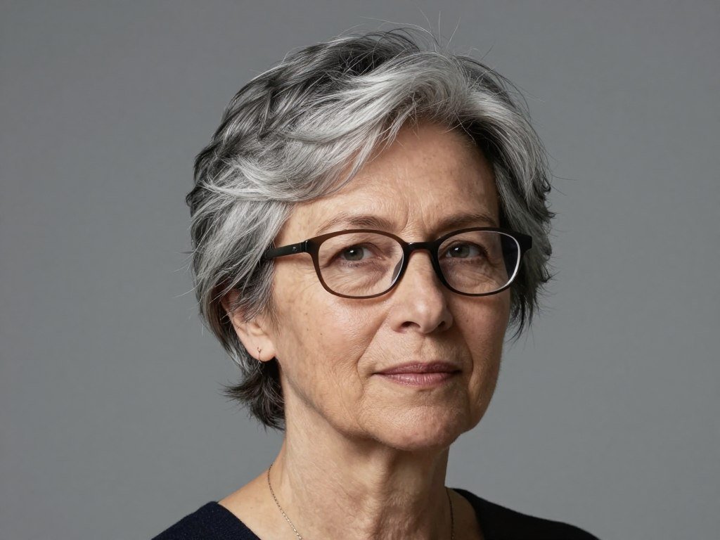 dimensional hair color on short gray hair