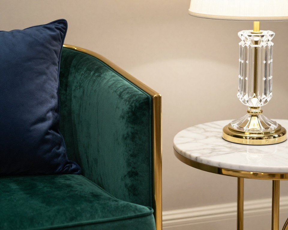 emerald green velvet chair with gold accents detail