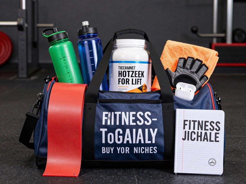 fitness themed gift basket with workout gear and supplements