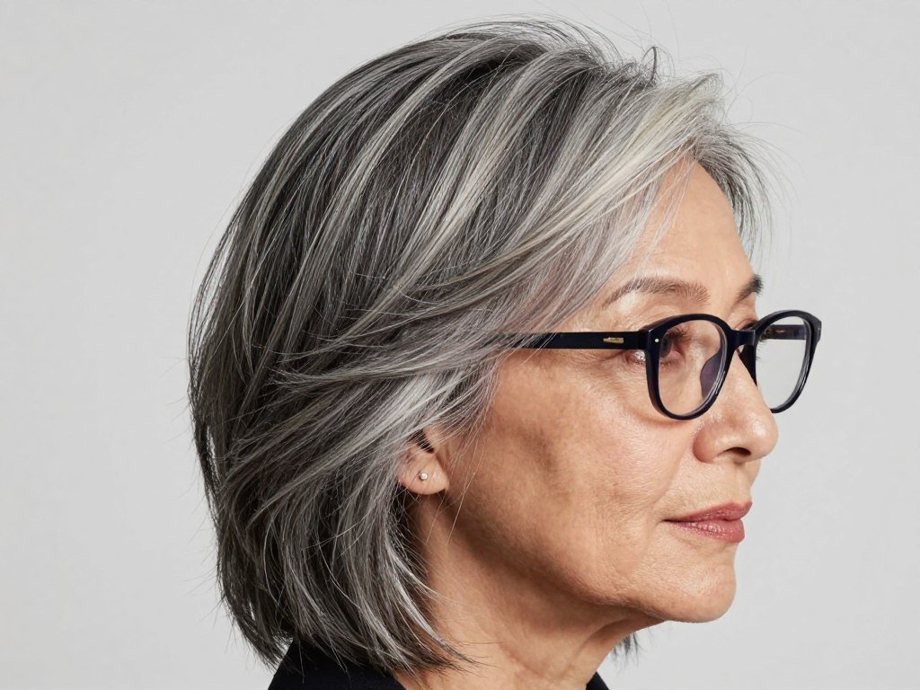 gray hair with dimensional highlights