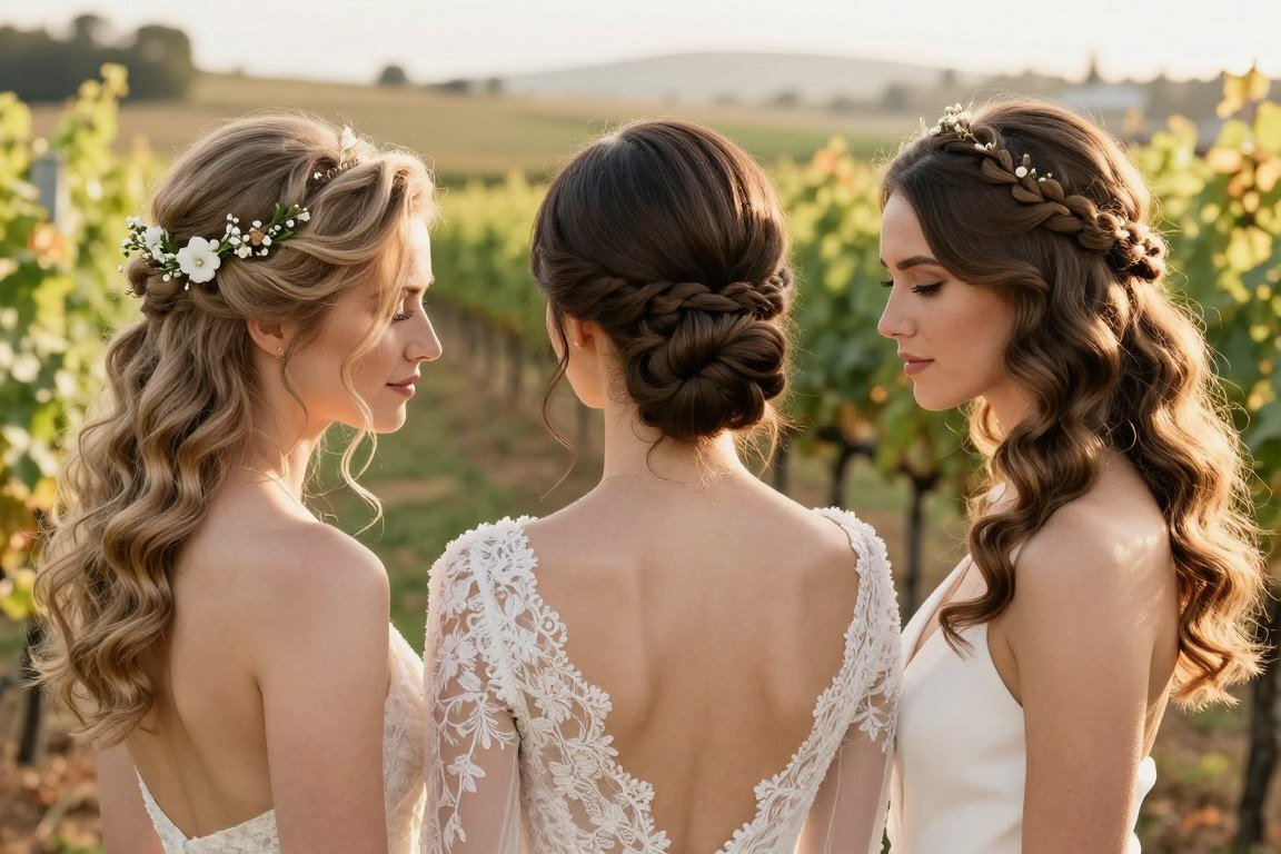 hairstyle options for winery wedding guest