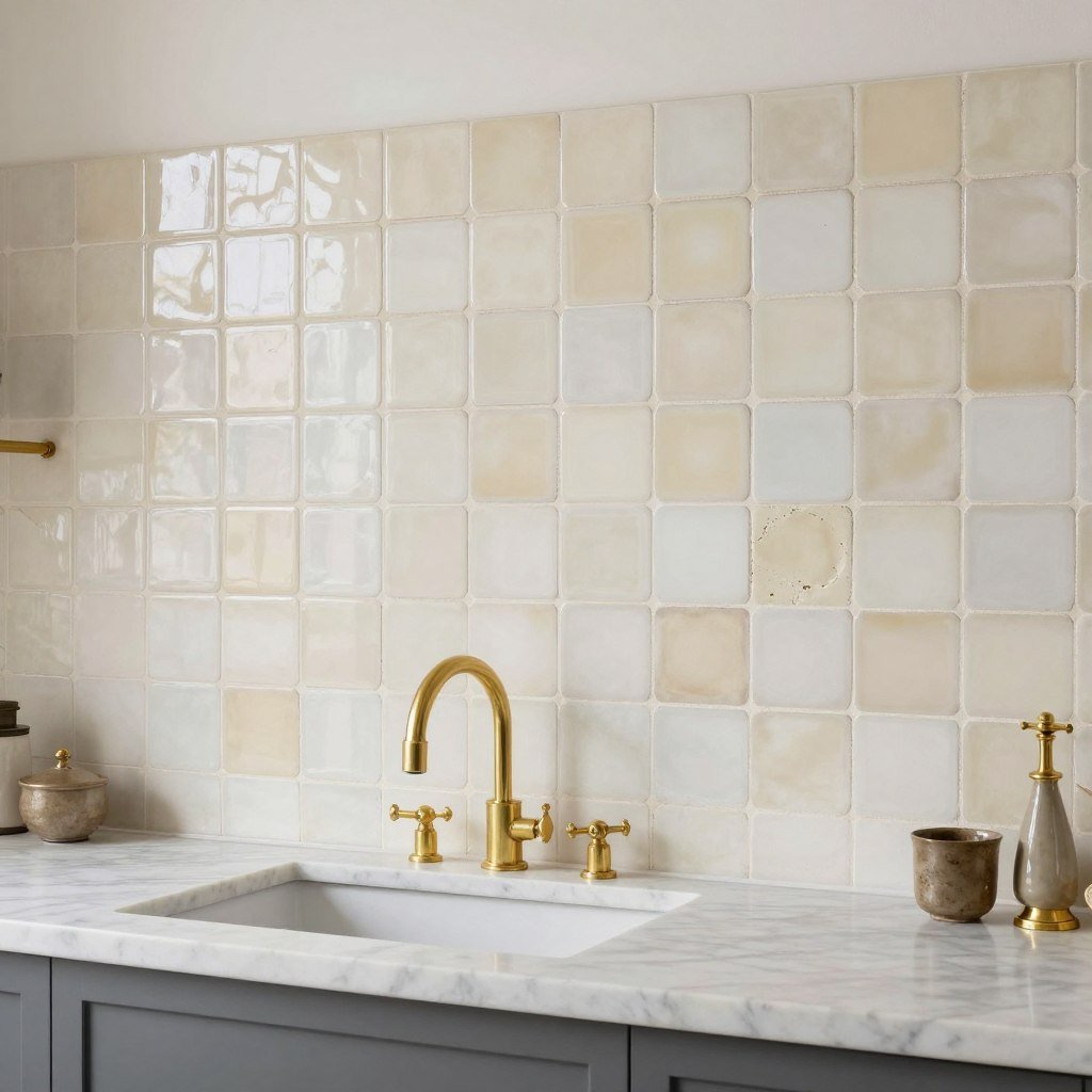 handcrafted zellige moroccan tile backsplash with irregular glazed surface