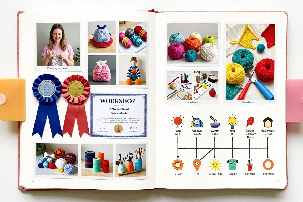 hobby scrapbook showing craft projects and achievements