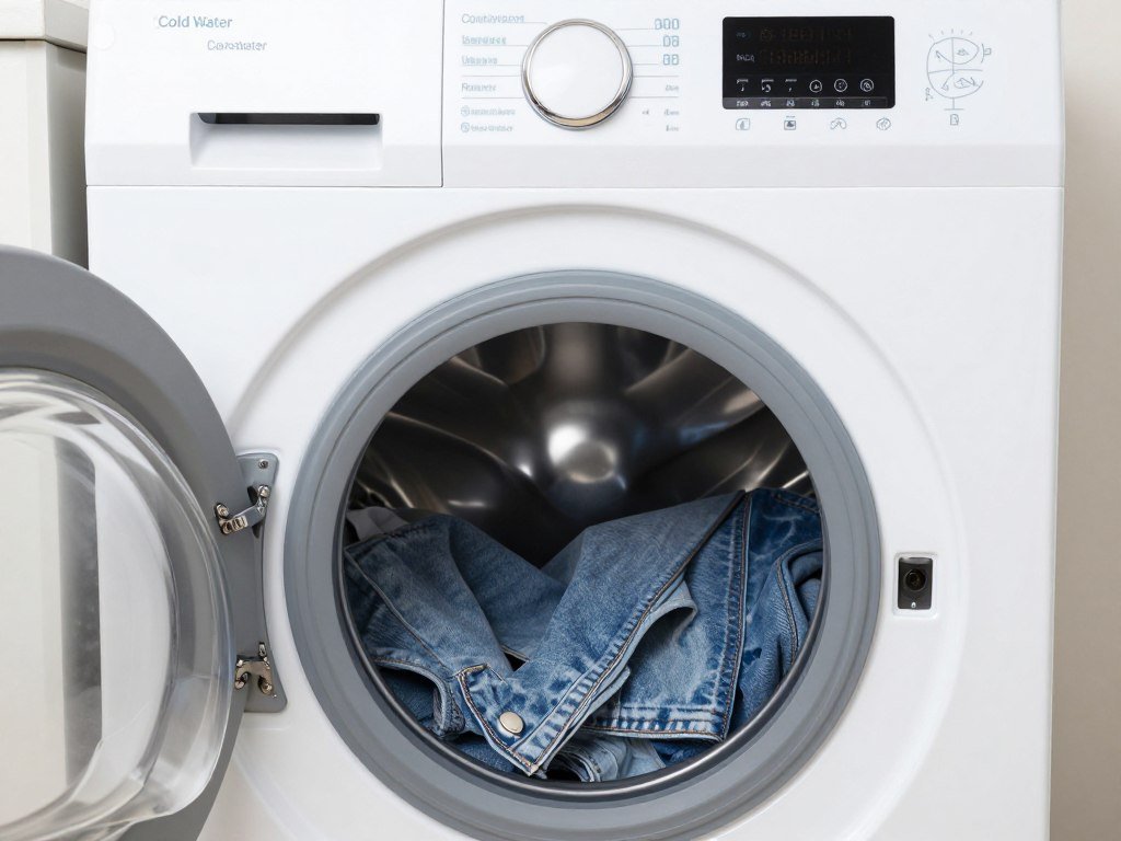 jeans in washing machine with proper settings