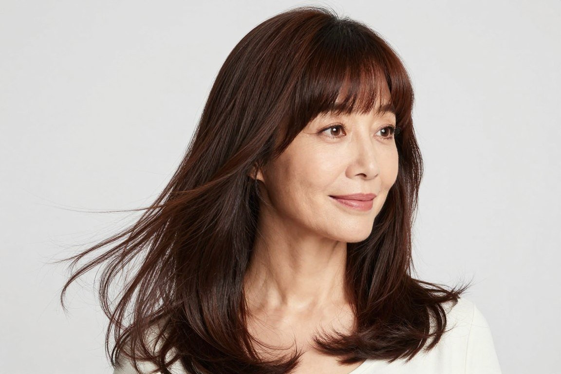 long hair with rounded bangs