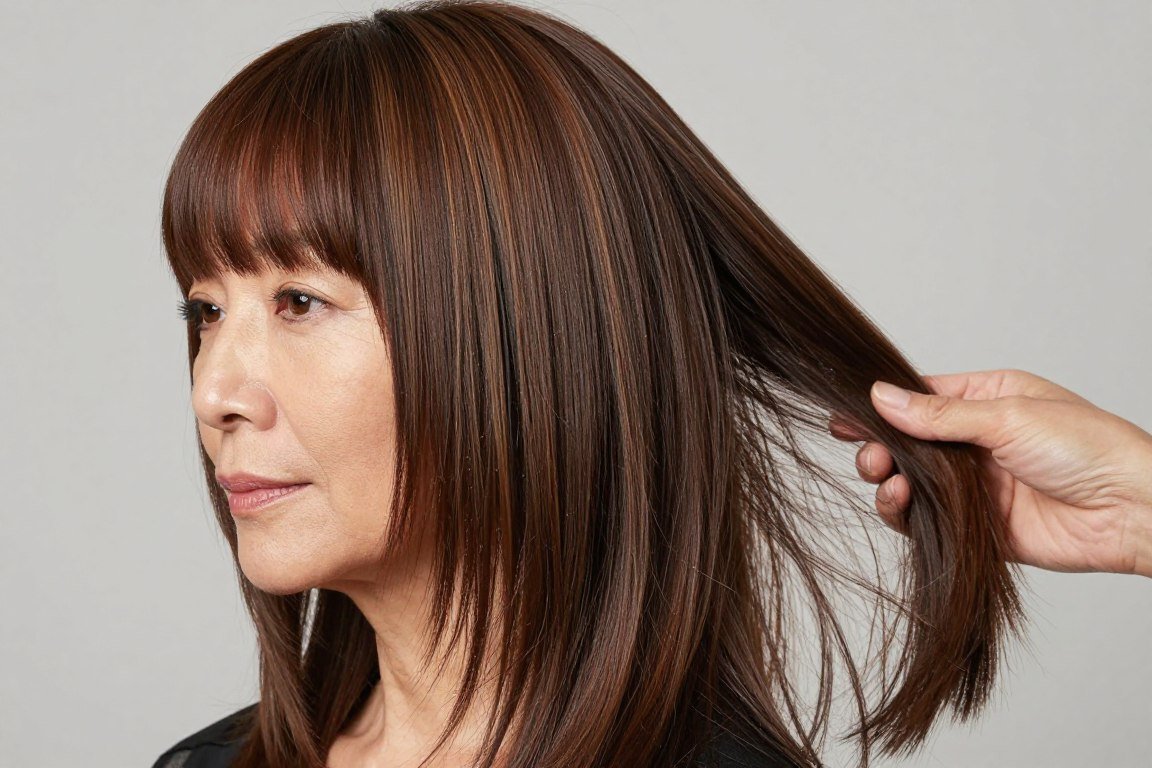 long layers with blunt fringe