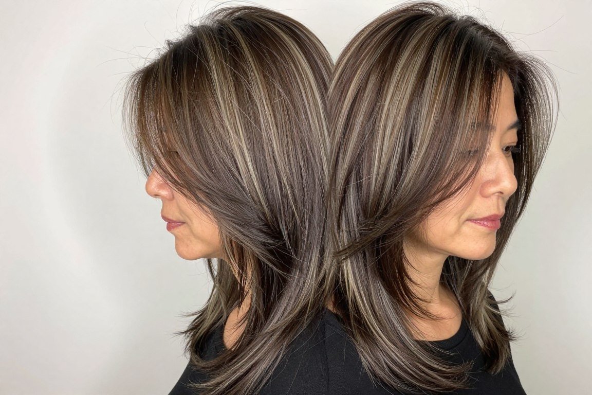 long layers with piece-y bangs