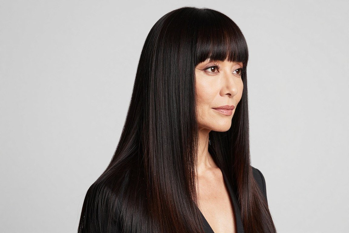 long straight hair with baby bangs