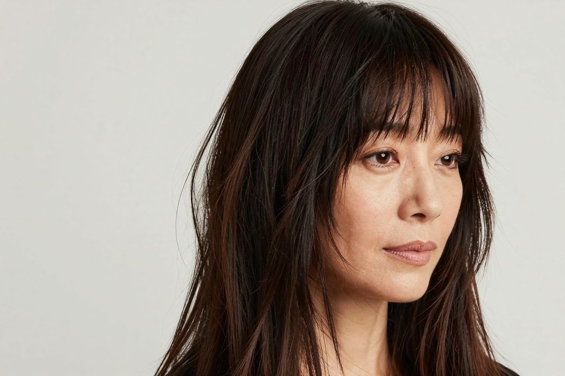 long straight hair with shaggy bangs