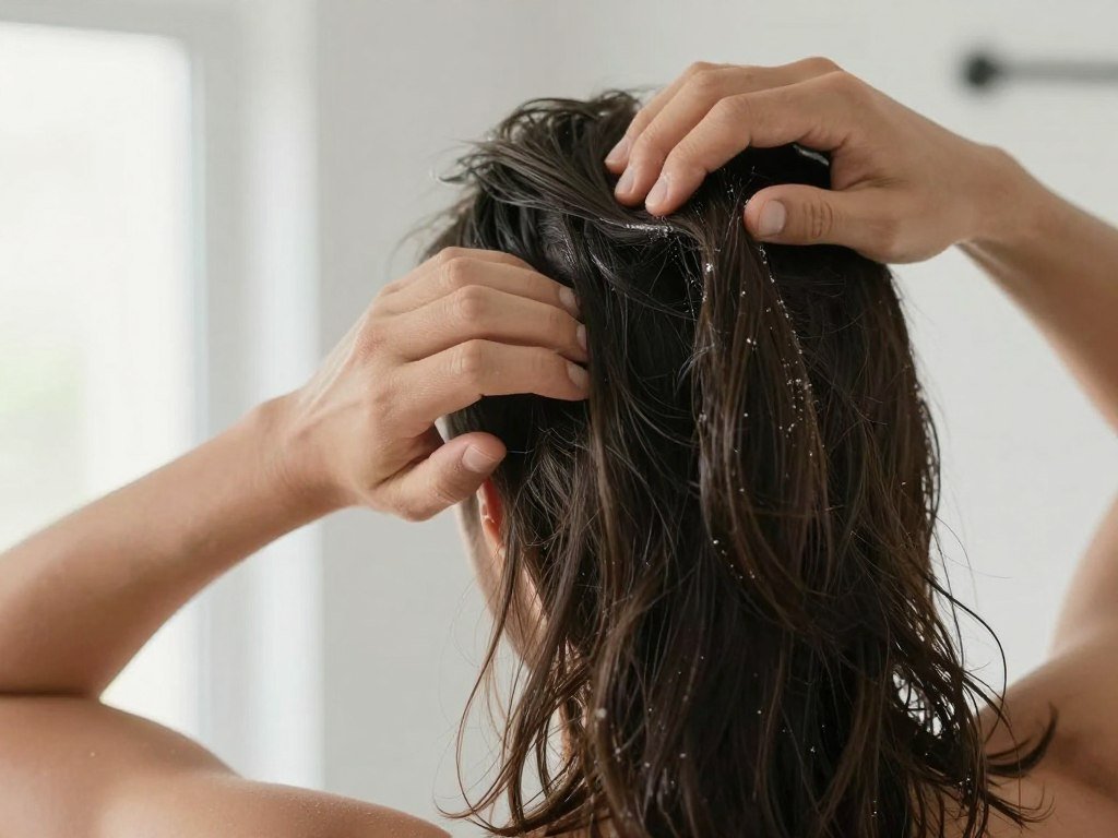 man applying hair care products showing maintenance routine
