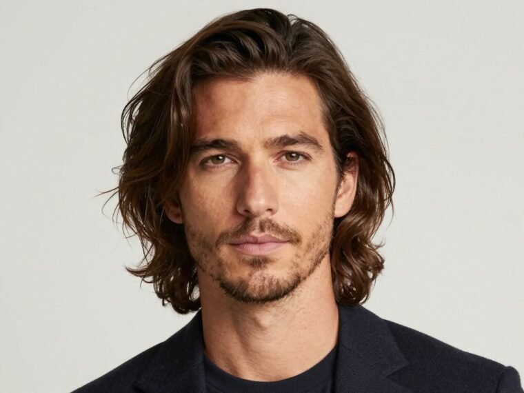 man with long flowing hair styled in modern cut
