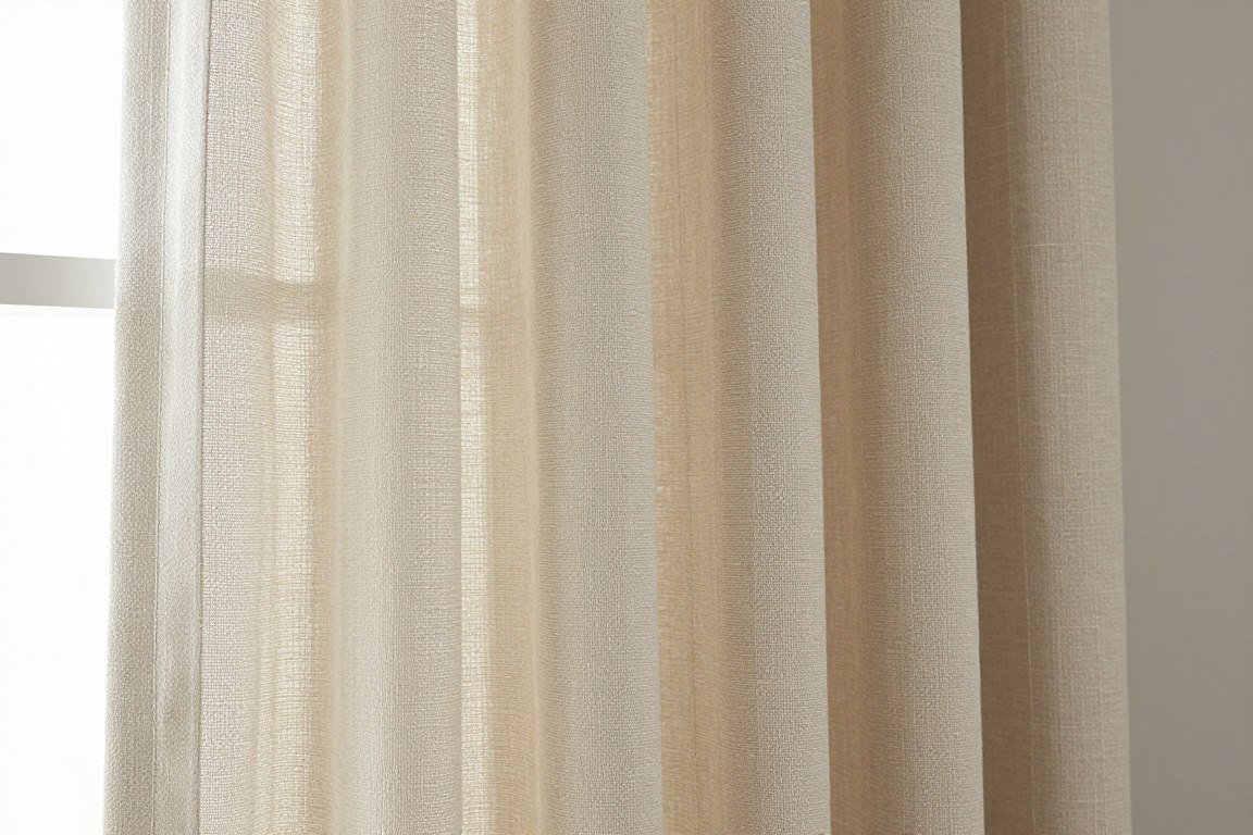 natural linen kitchen curtain panels product image showing texture and rod pocket detail