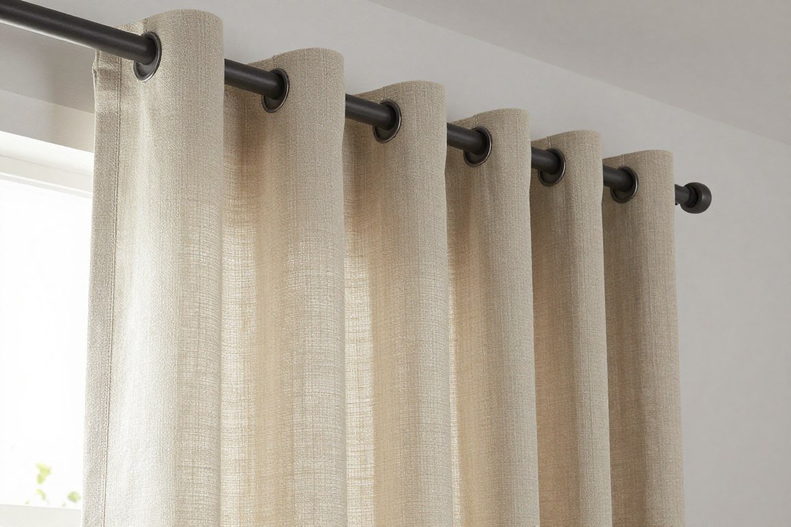 natural linen tab top curtain panel for contemporary kitchen