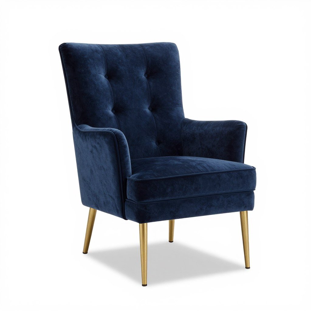 navy blue velvet accent chair with gold legs