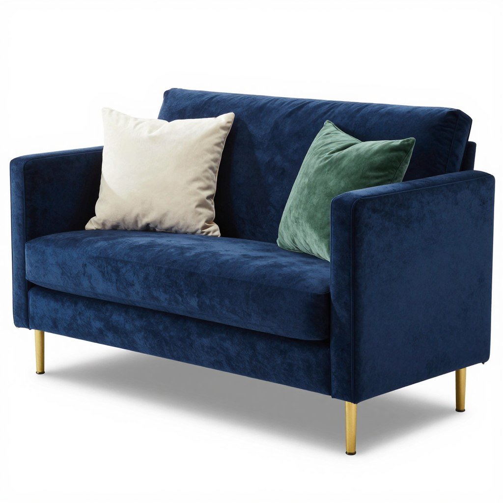 navy blue velvet sofa product showcase