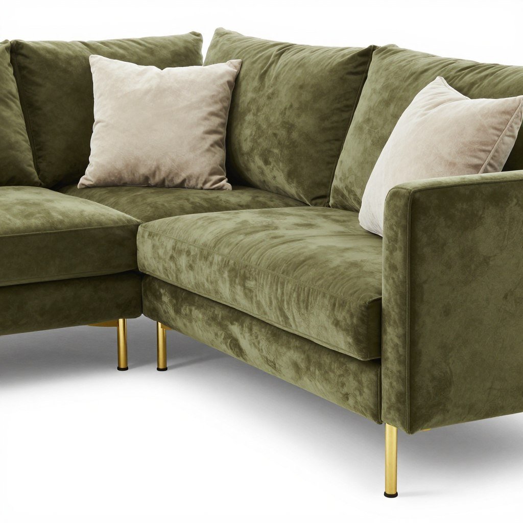 olive green velvet sectional sofa
