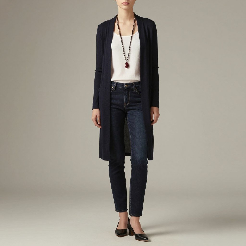 outfit demonstrating vertical line principles