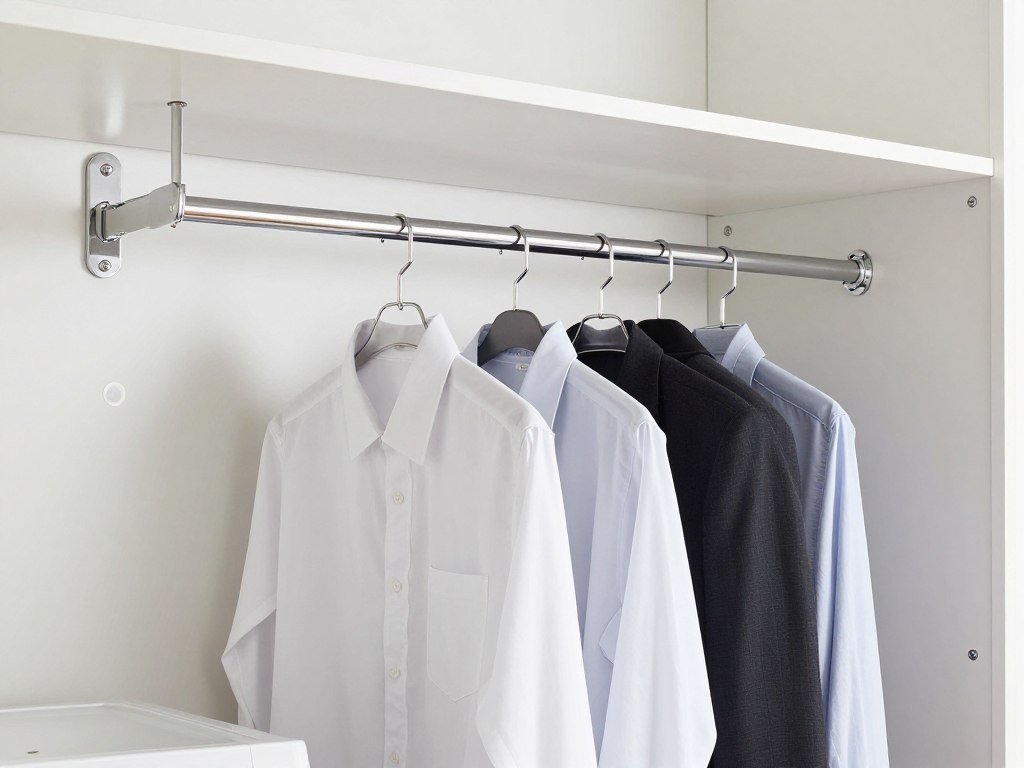 pull-down closet rod system above top loader for hanging clothes
