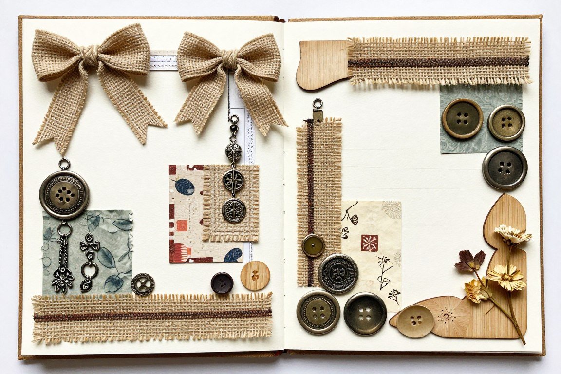 scrapbook page with various unique embellishments