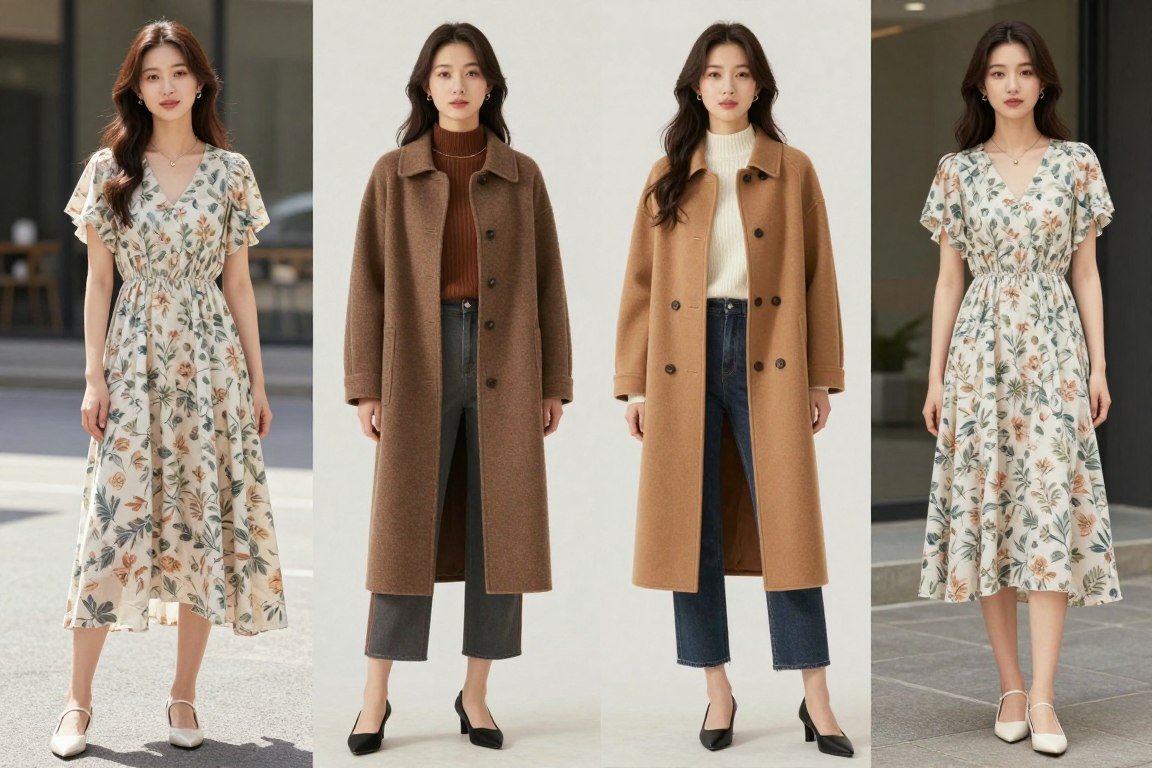 seasonal outfit variations displayed side by side
