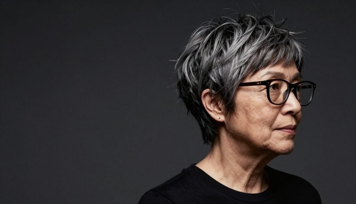 short choppy haircut with irregular layers for volume