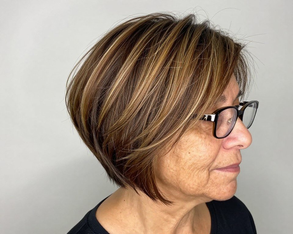 short cut with balayage highlights for dimension