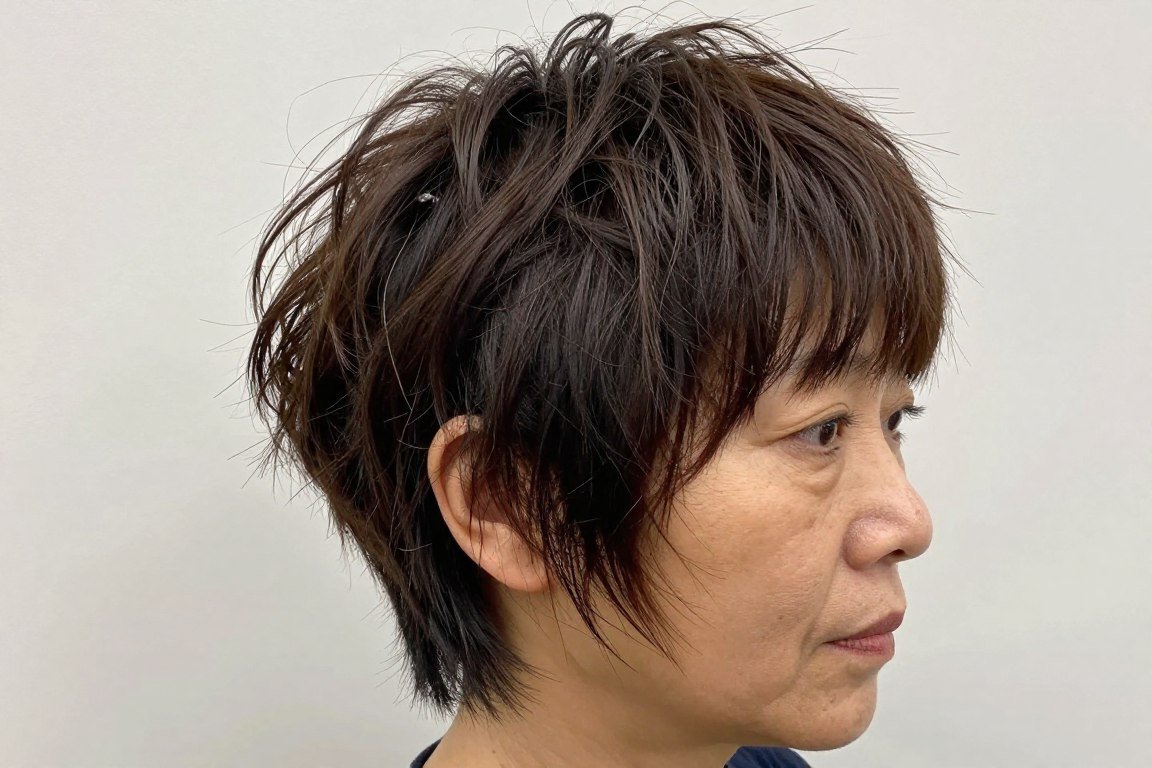 short shag with feathered bangs