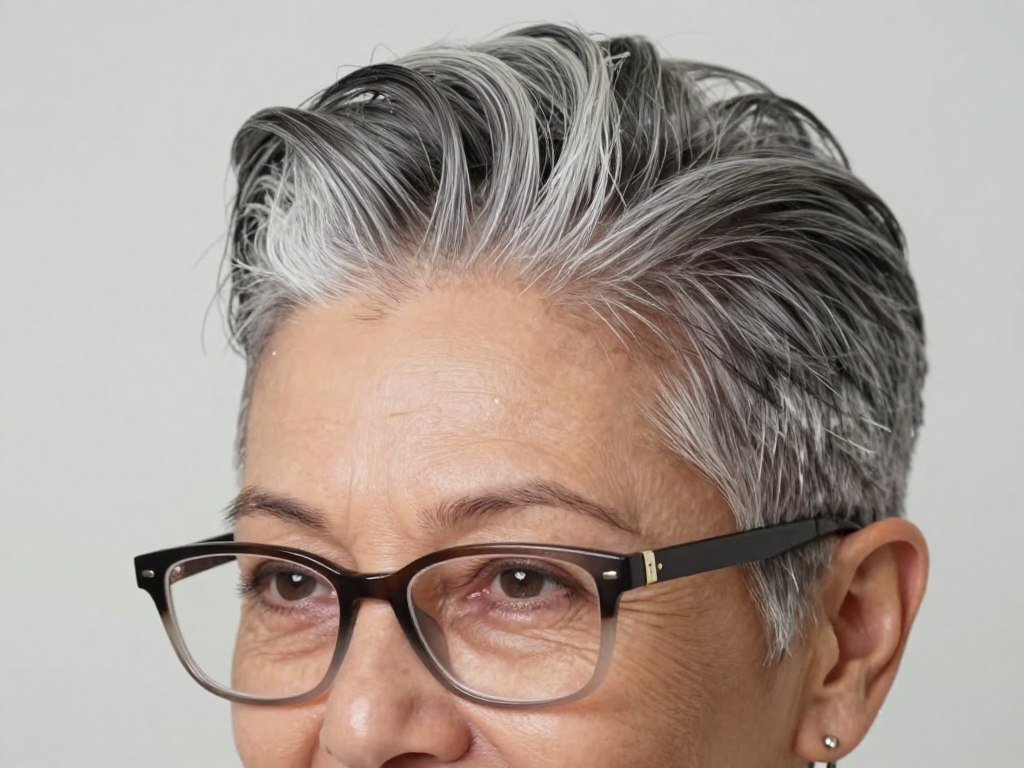 slicked-back pixie cut for easy elegant style