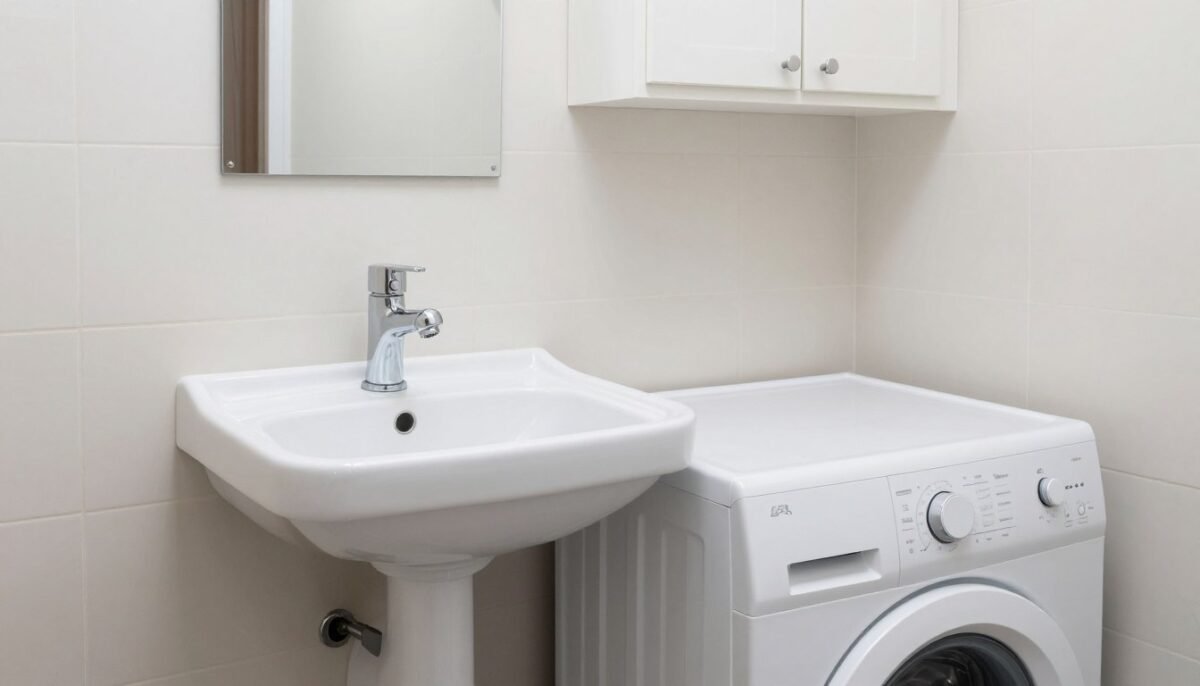 small utility sink installed next to top loading washer in compact laundry room small utility sink installed next to top loading washer in compact laundry room