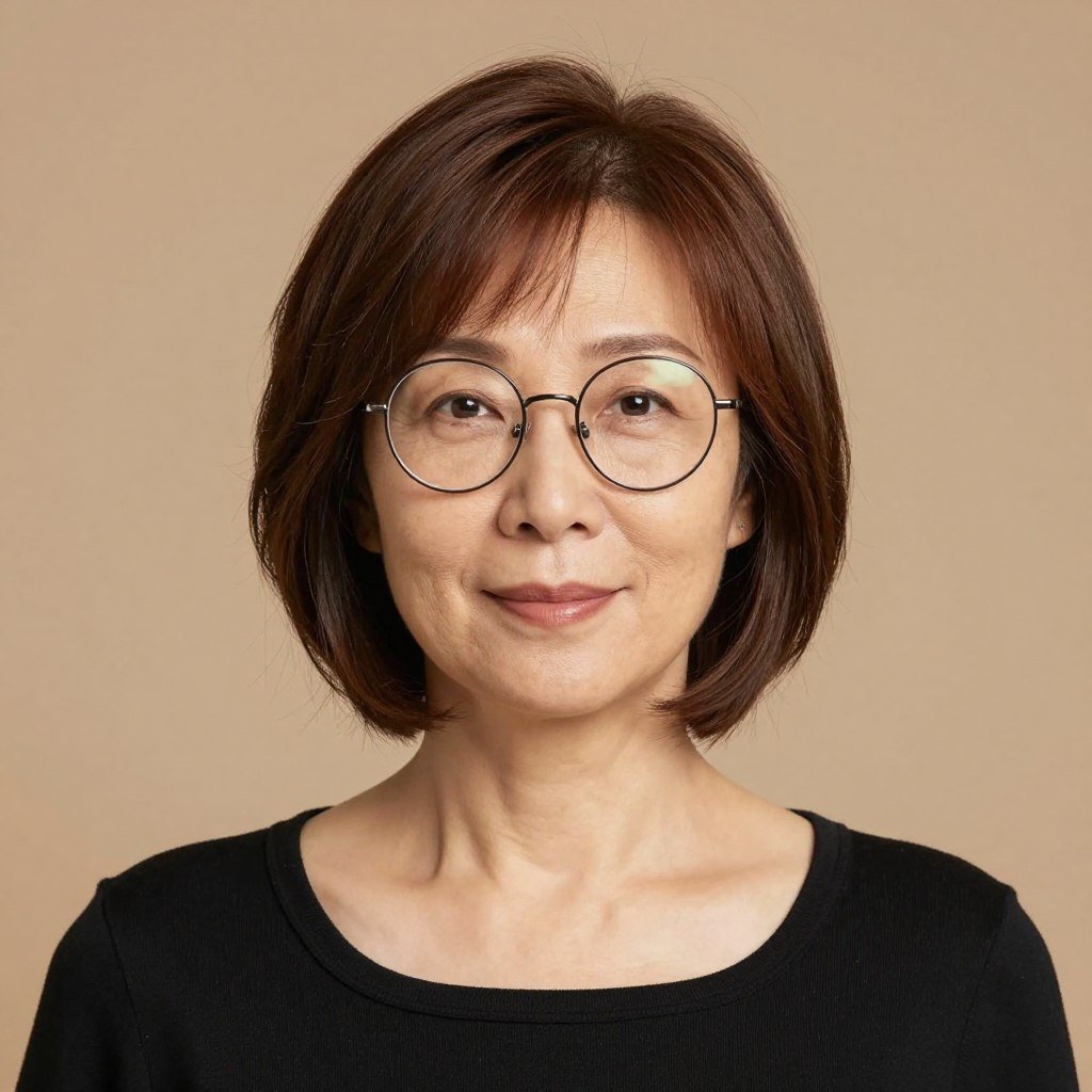 soft layered bob for square face with round glasses