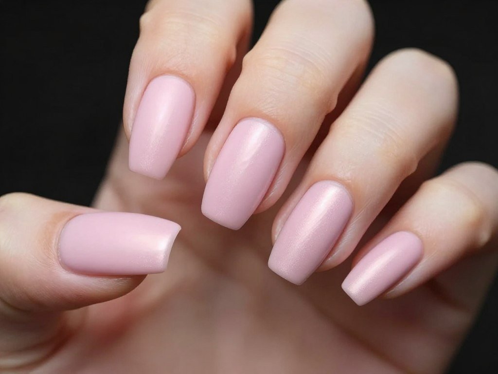 soft pink chrome nails with matte topcoat creating unique satin finish