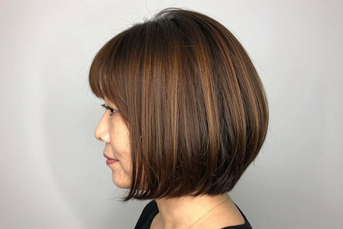 stacked bob with graduated bangs