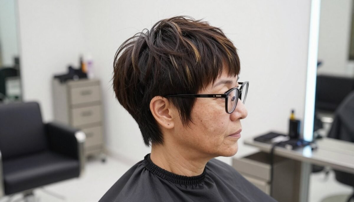 tapered pixie with subtle highlights on tips