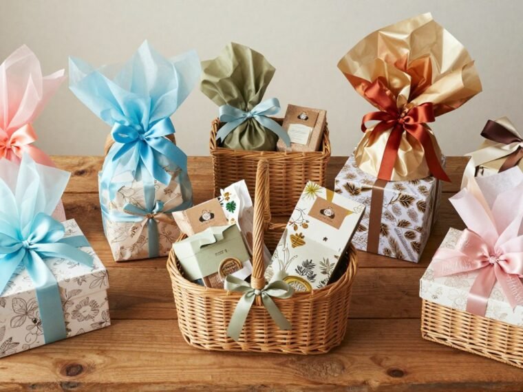 themed gift basket ideas colorful arrangement with ribbons
