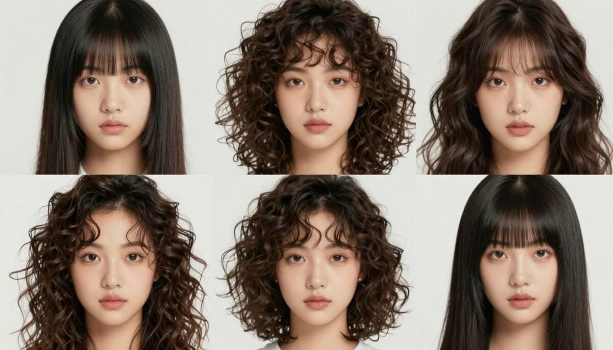 various hair textures with appropriate bang styles