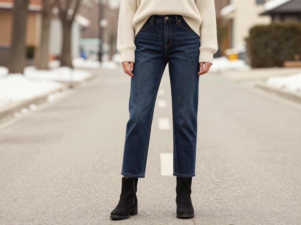 winter jeans outfit with boots and layers