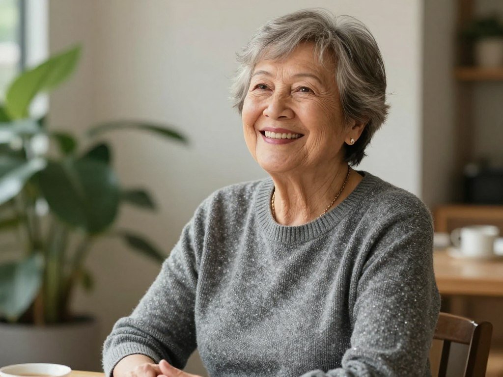 woman enjoying easy short hairstyle lifestyle