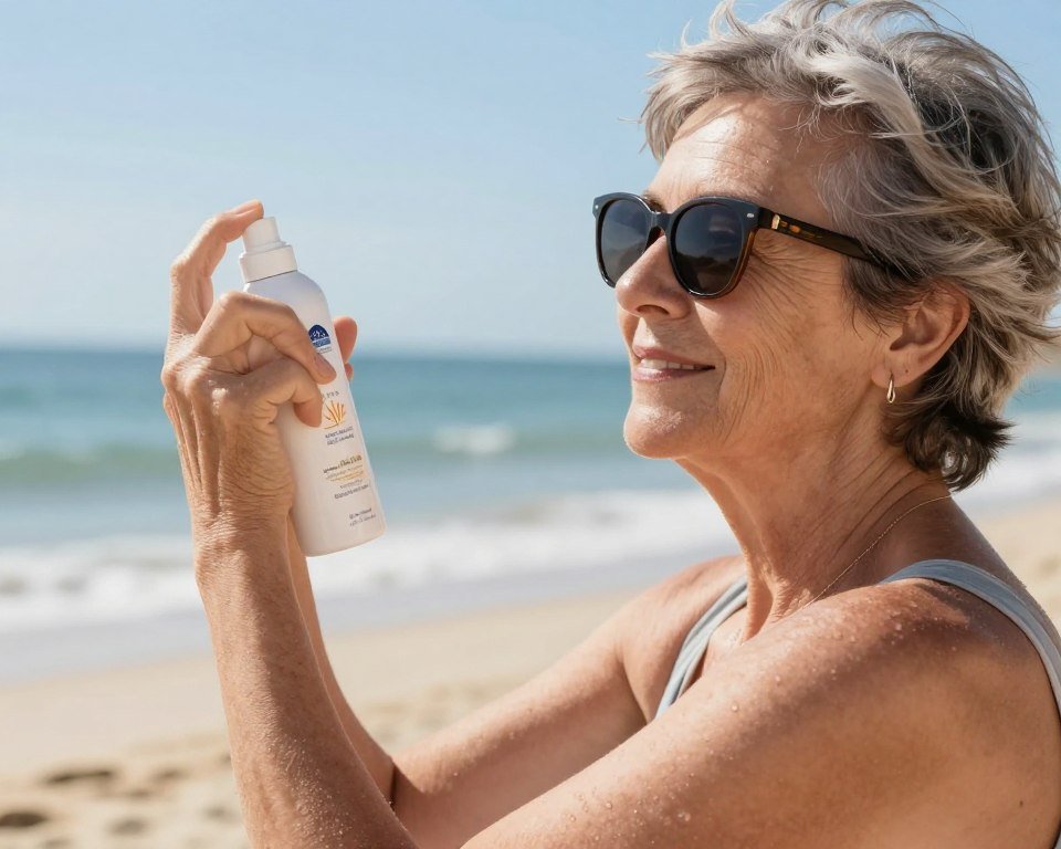 woman protecting hair from summer sun